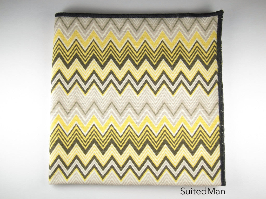 Pocket Square, Chevron, Yellow - SuitedMan