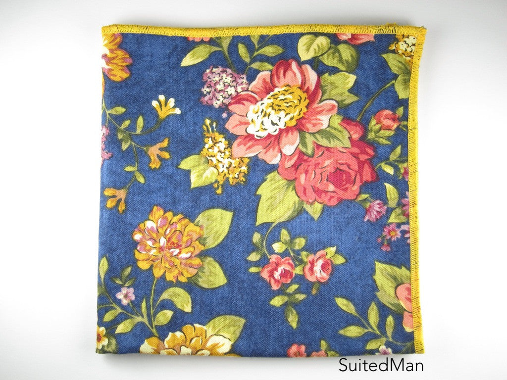 Pocket Square, Floral Blue (Extremely Limited) - SuitedMan