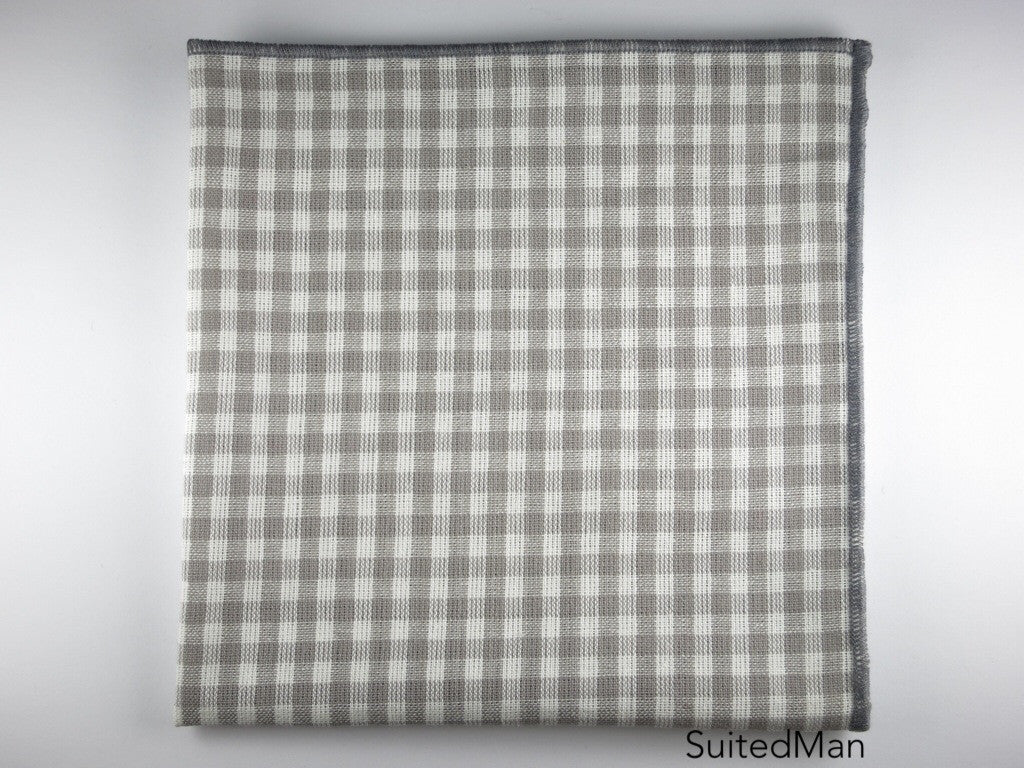 Pocket Square, Gingham Small, Gray - SuitedMan