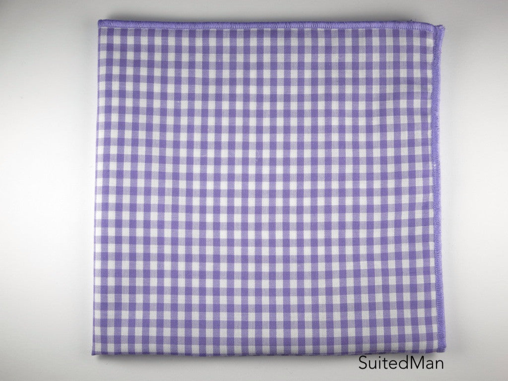 Pocket Square, Gingham Small, Lavender - SuitedMan