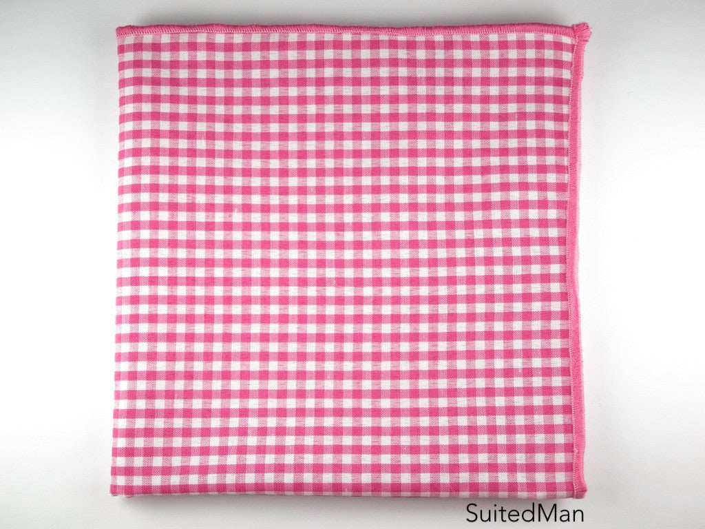 Pocket Square, Gingham Small, Pink - SuitedMan