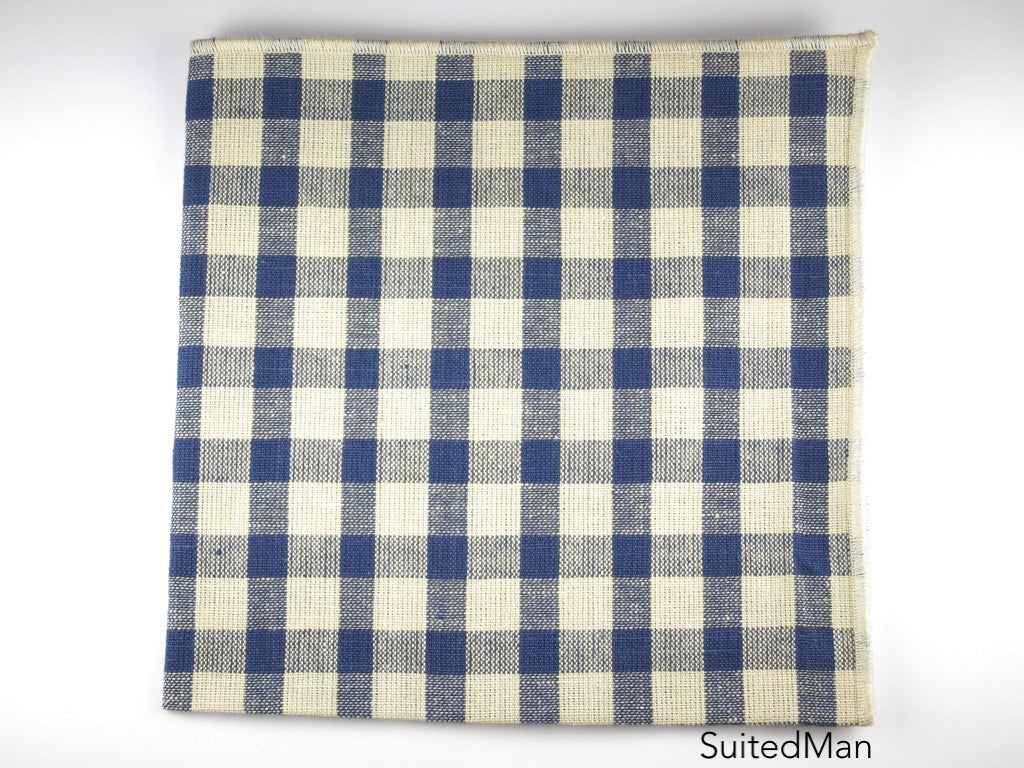 Pocket Square, Gingham, Vintage Blue - SuitedMan