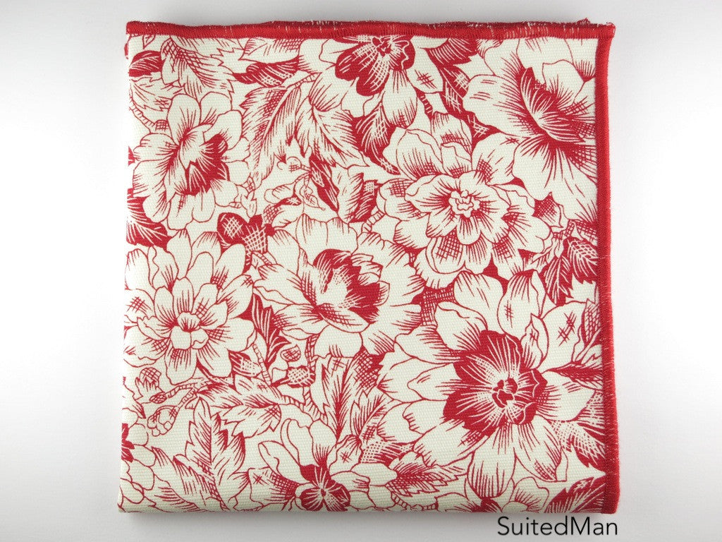 Pocket Square, Red Floral - SuitedMan