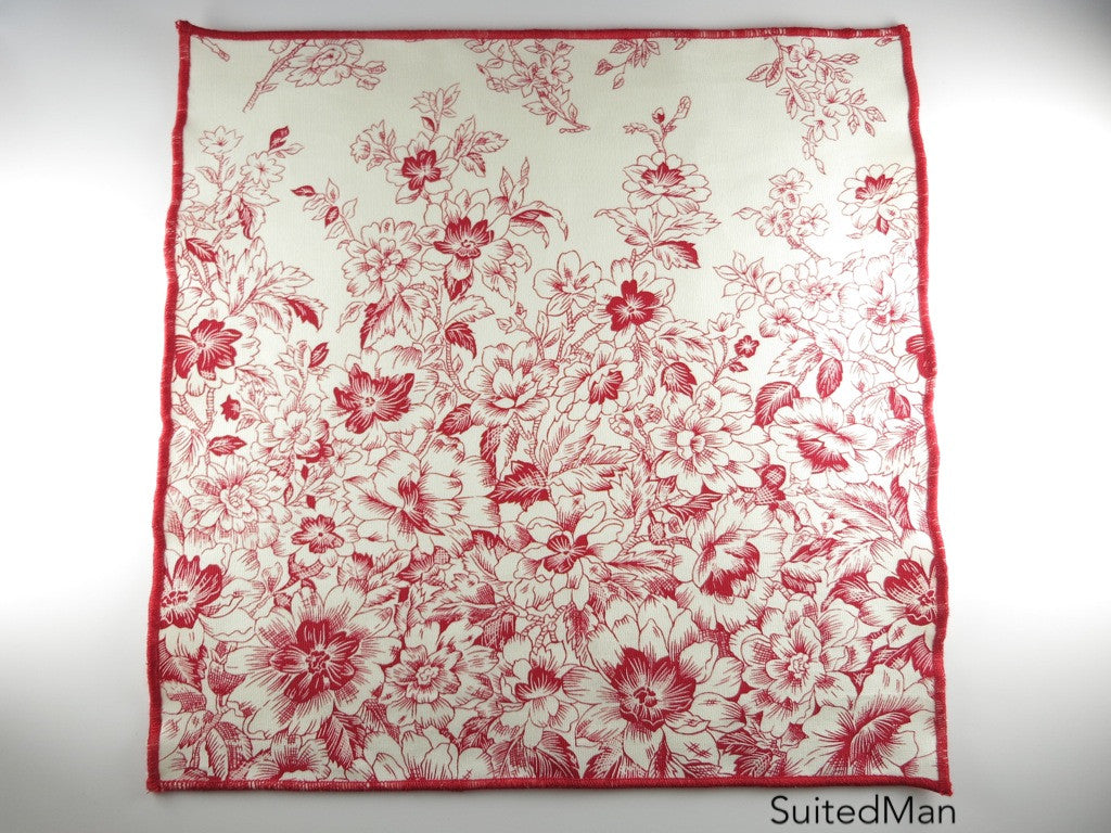 Pocket Square, Red Floral - SuitedMan