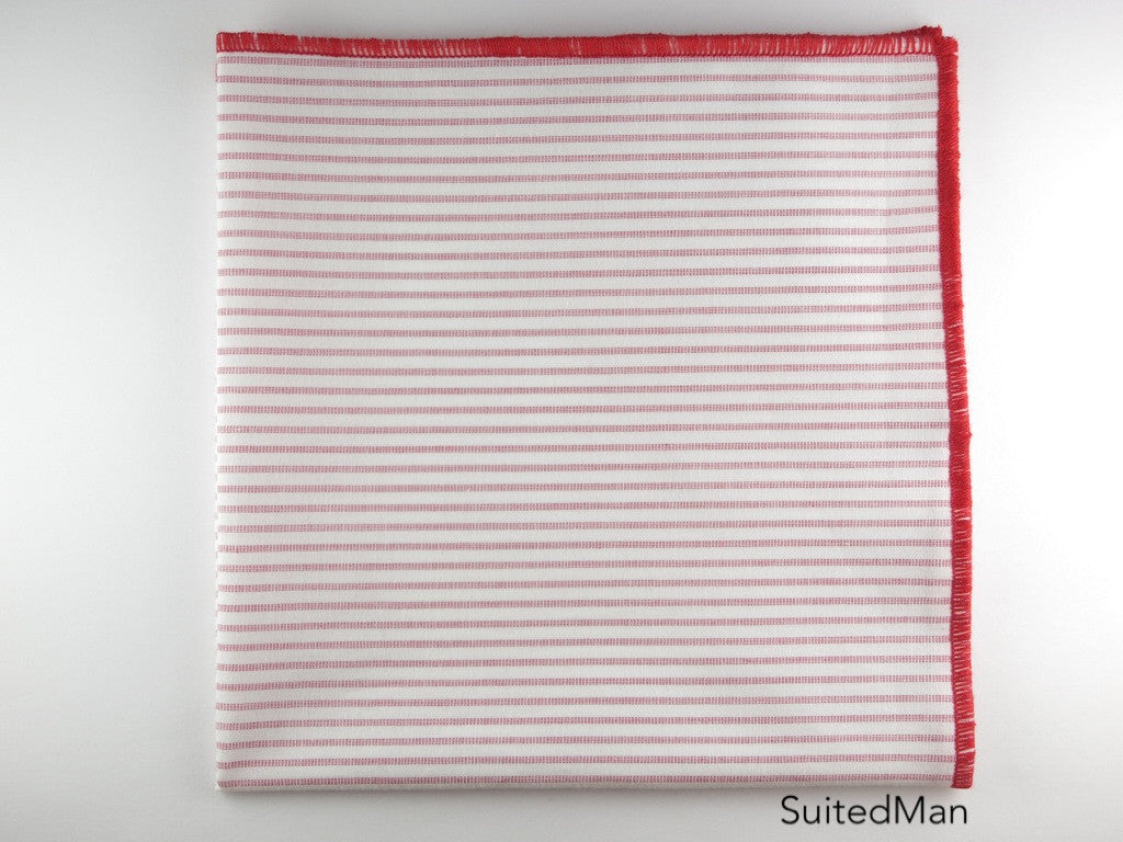 Pocket Square, Vintage Red Stripes - SuitedMan