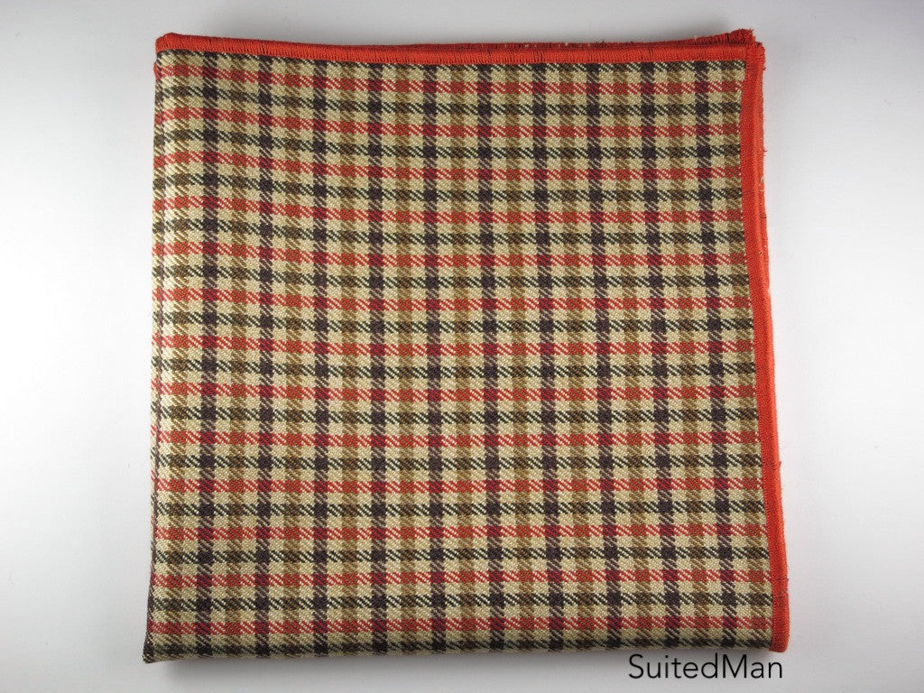 Pocket Square, Tesse, Tangerine/Brown/Tan - SuitedMan