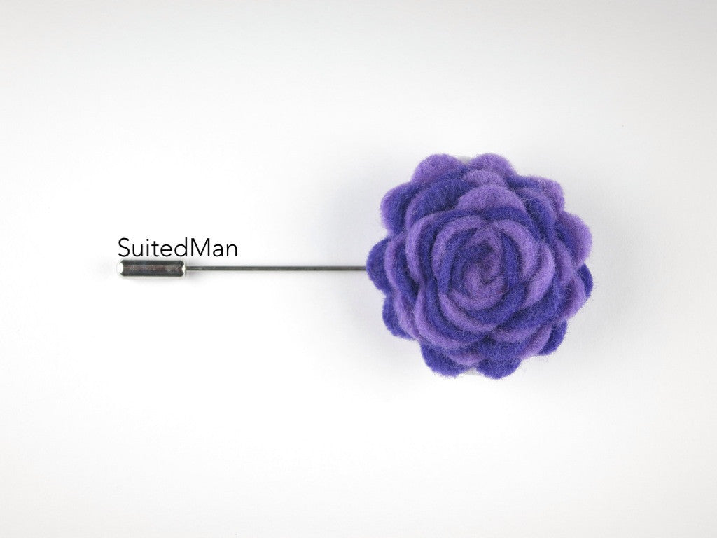 Pin Lapel Flower, Felt, Colorway, Lavender/Purple - SuitedMan