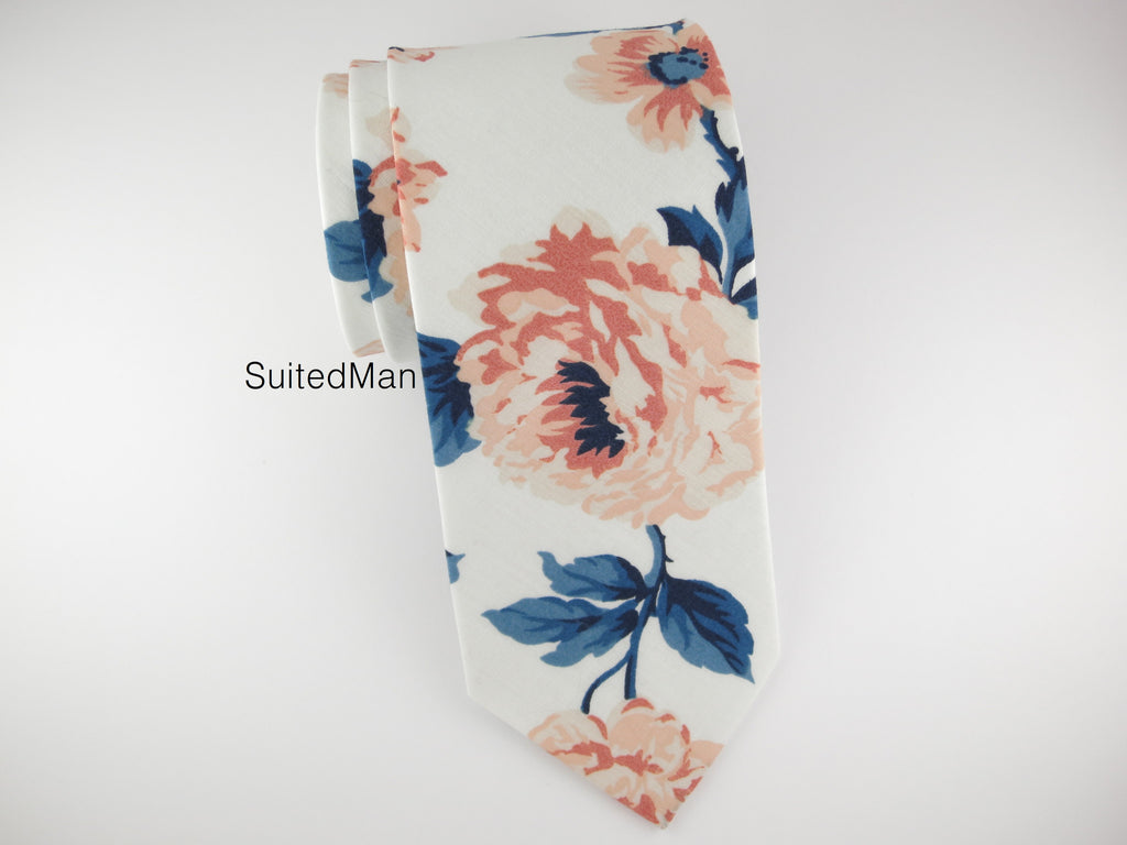 Floral Tie, Peach Rose en Bloom - SuitedMan
