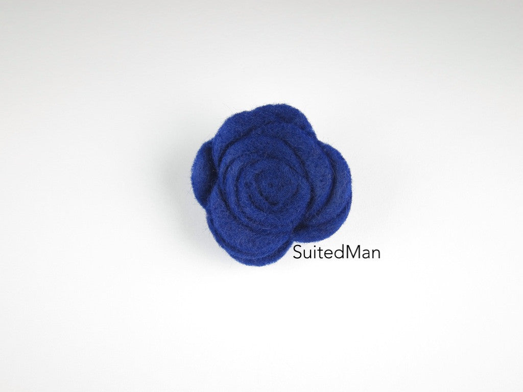 Lapel Flower, Felt, Rose, Blue Violet - SuitedMan