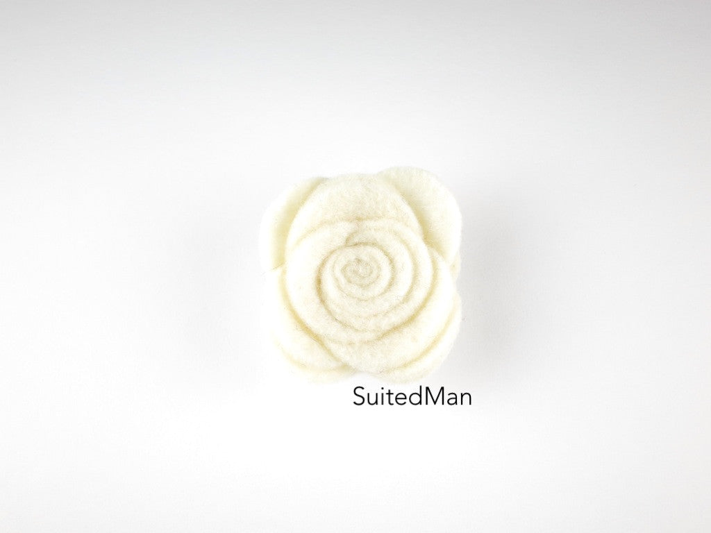 Lapel Flower, Felt, Rose, Cream - SuitedMan