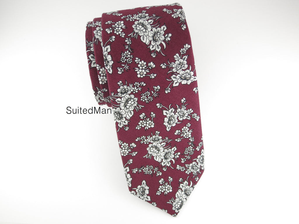 Floral Tie, Burgundy Noir - SuitedMan