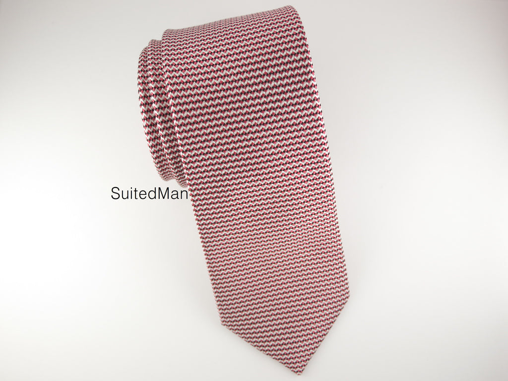 Tie, Micro Chevron, Red/Black - SuitedMan