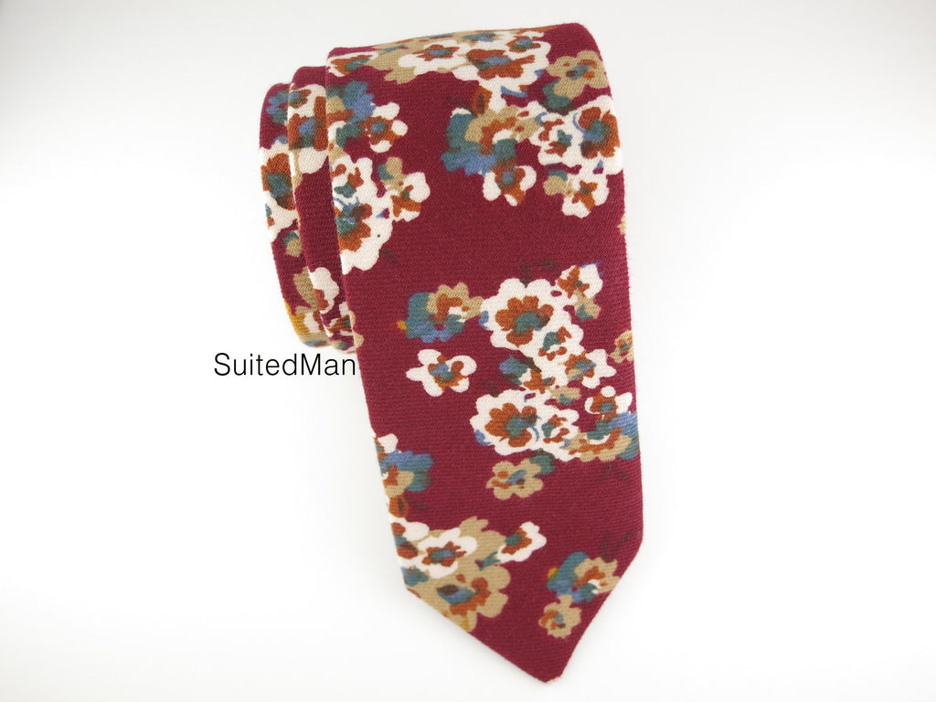 Floral Tie, Burgundy Poppy - SuitedMan