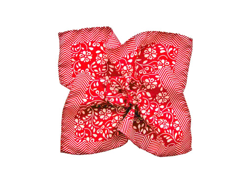 Pocket Square, Herringbone Floral, Red Coral - SuitedMan