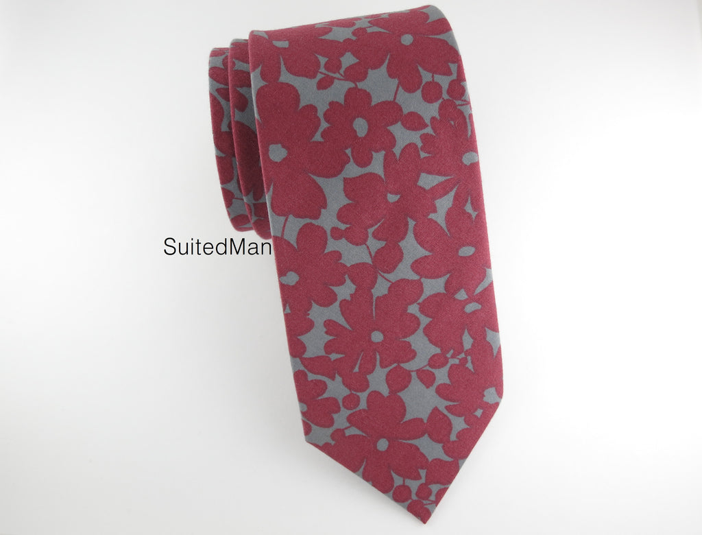 Floral Tie, Red Petals - SuitedMan