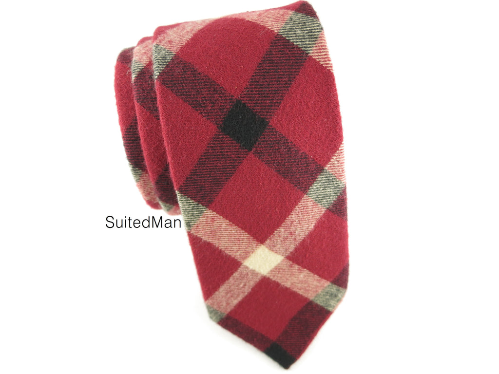 Tie, Plaid, Red - SuitedMan