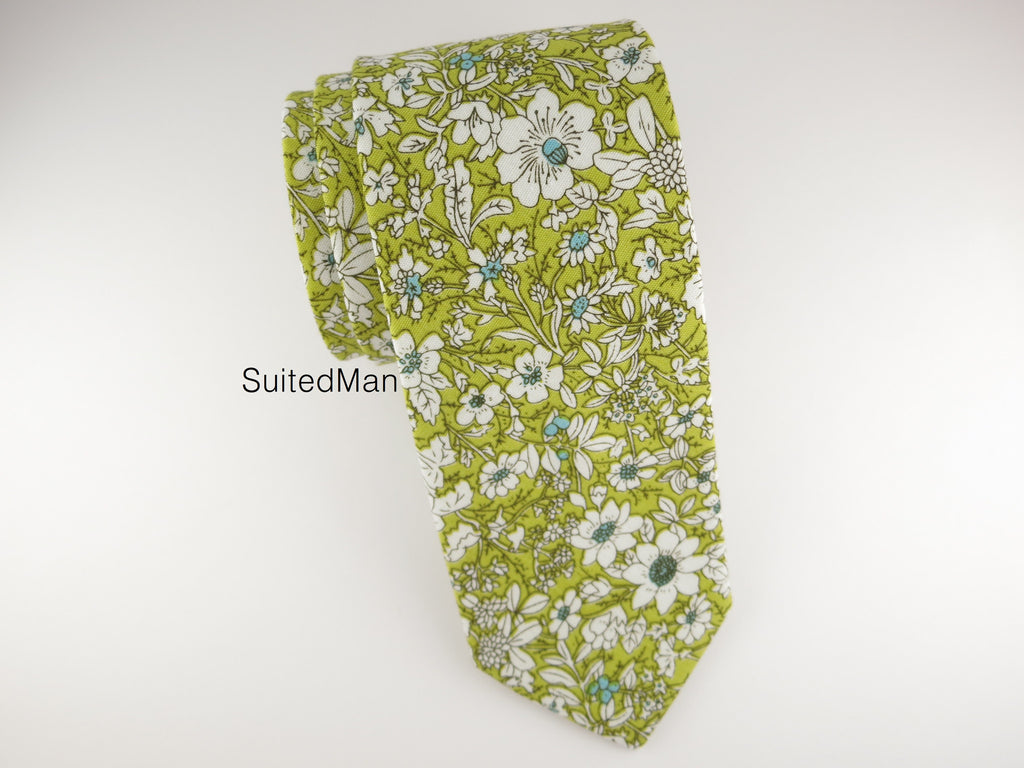 Floral Tie, Spring Green Floral - SuitedMan