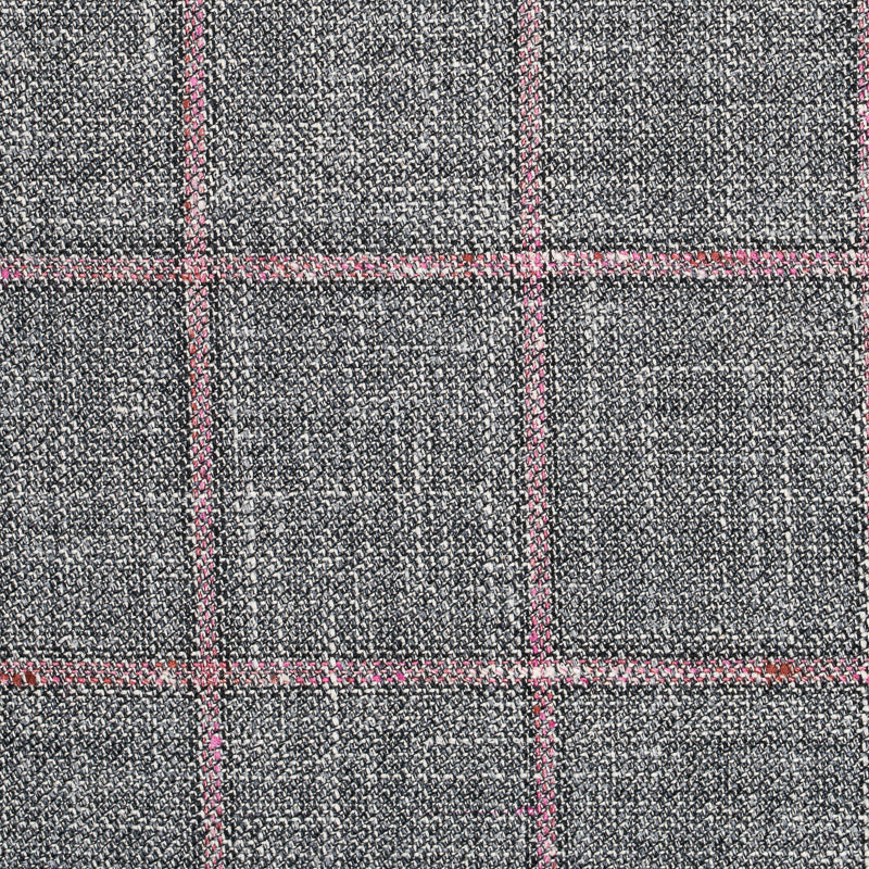 SuitedMan D'Italia Jacket, Windowpane, Gray/Pink - SuitedMan