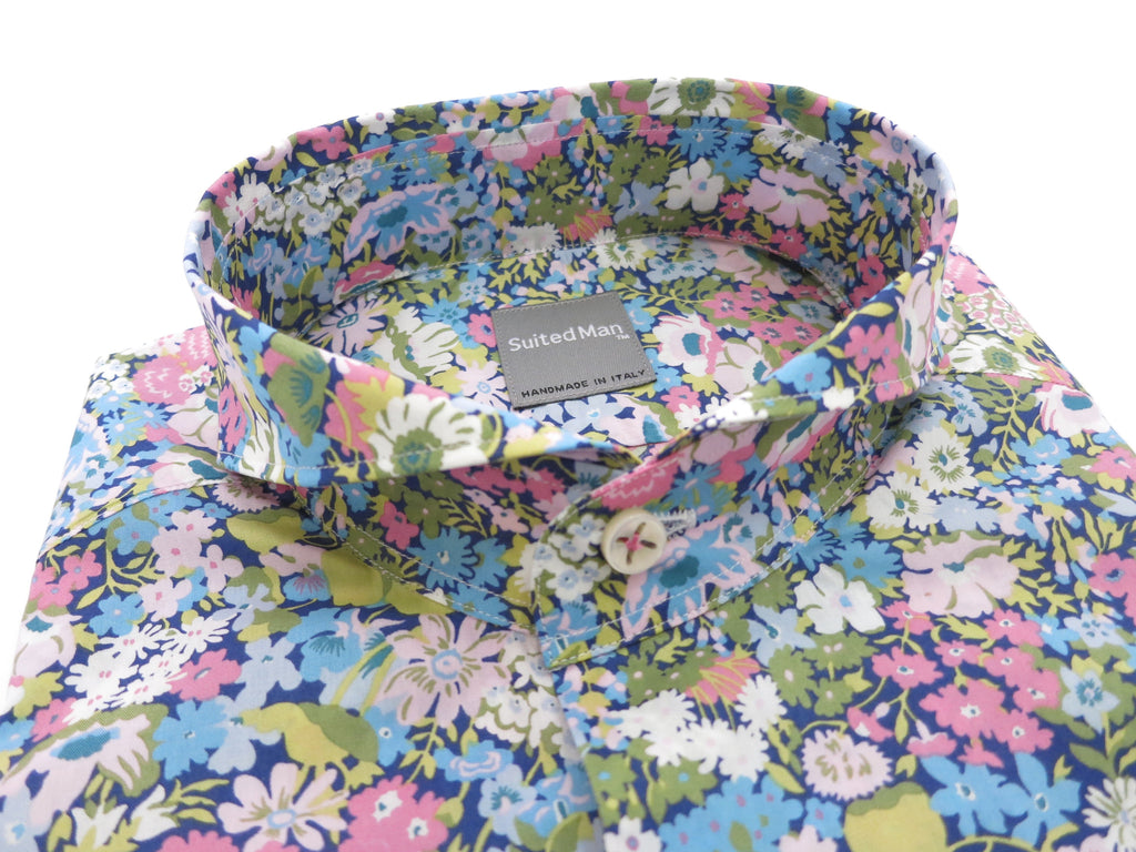 SuitedMan D'Italia, Liberty of London, Fleurs Pink/Sky, Cutaway Collar - SuitedMan
