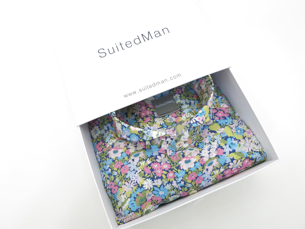 SuitedMan D'Italia, Liberty of London, Fleurs Pink/Sky, Cutaway Collar - SuitedMan