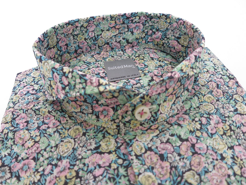 SuitedMan D'Italia, Liberty of London, Peach Mille Fleurs, Cutaway Collar - SuitedMan