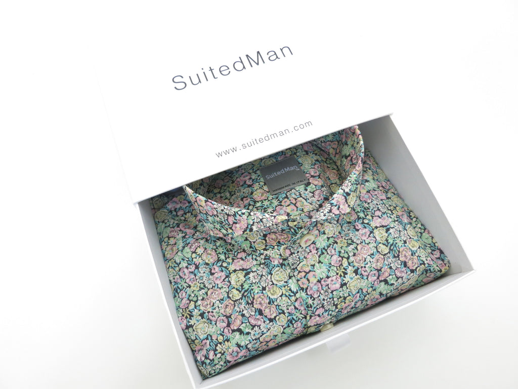 SuitedMan D'Italia, Liberty of London, Peach Mille Fleurs, Cutaway Collar - SuitedMan