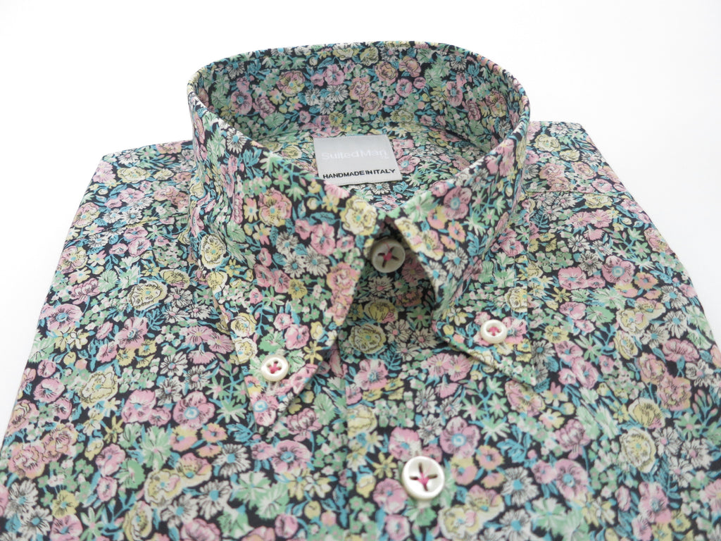 SuitedMan D'Italia, Liberty of London, Peach Mille Fleurs, Short Sleeve - SuitedMan