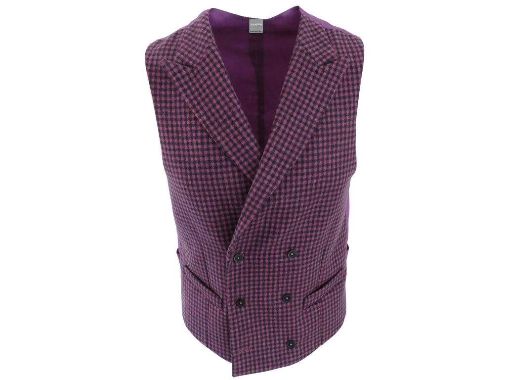 SuitedMan D'Italia Waistcoat, Mini Check, Purple - SuitedMan
