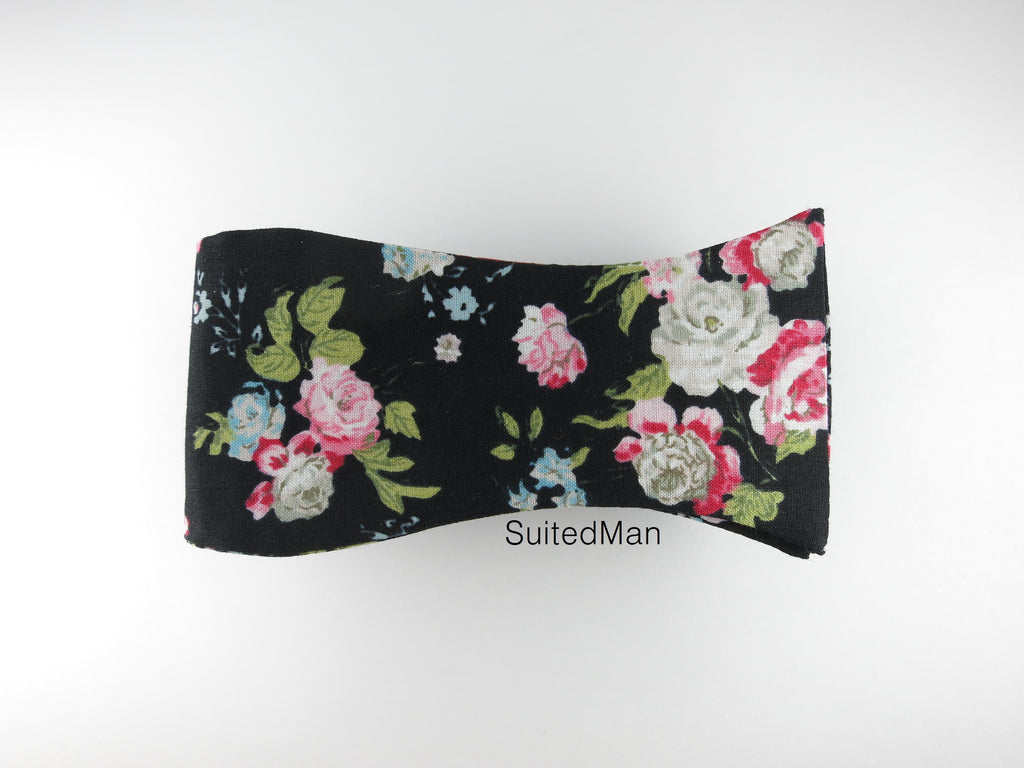 Floral Bow Tie, English Rose Noir - SuitedMan