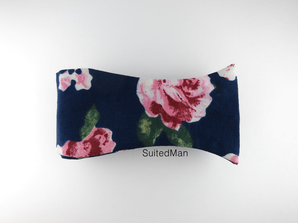 Floral Bow Tie, Navy en Rose - SuitedMan
