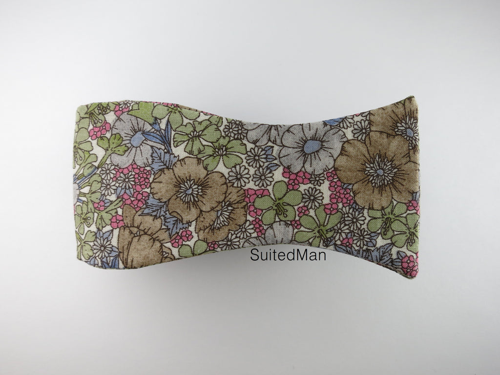 Floral Bow Tie, Olive Poppy - SuitedMan