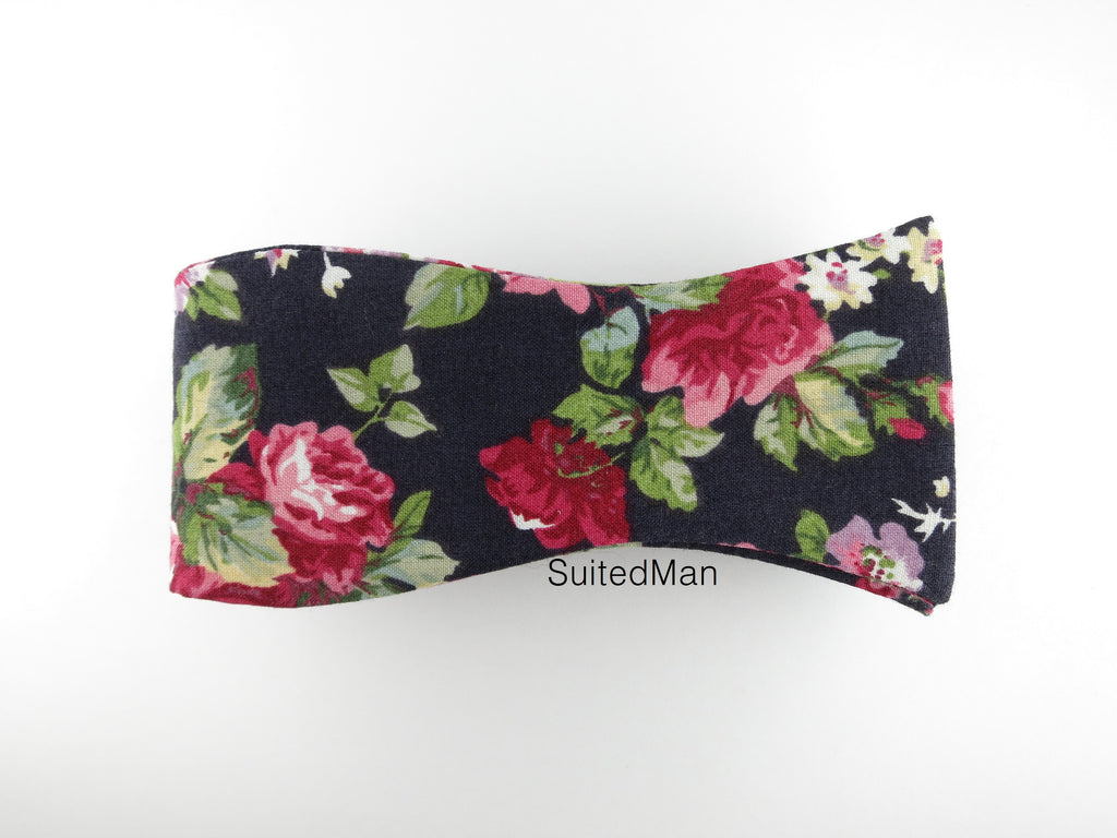 Floral Bow Tie, Scarlet Rose Noir - SuitedMan