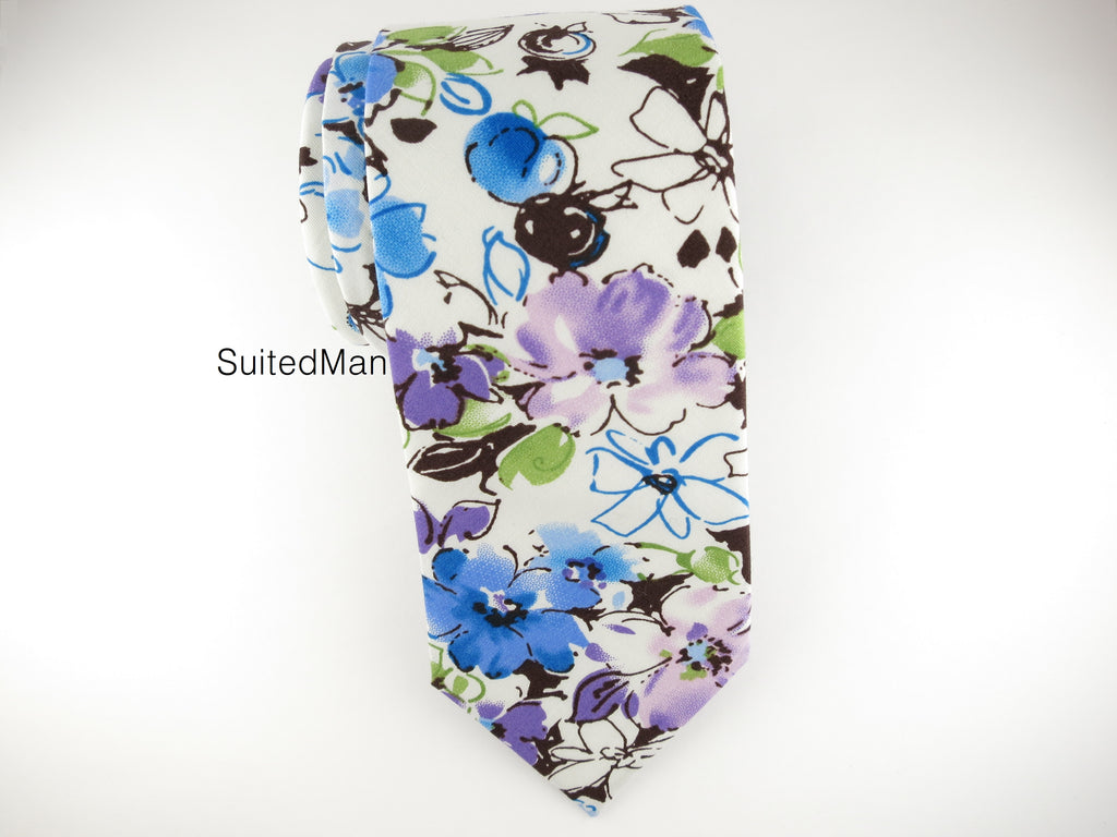 Floral Tie, Blue Lavender Watercolor - SuitedMan