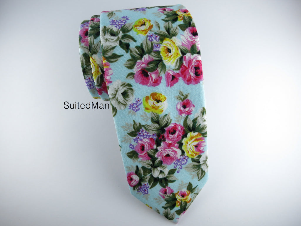 Floral Tie, Caribbean Violet Petite Rose - SuitedMan