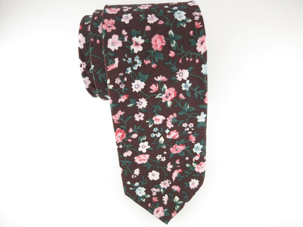 Floral Tie, Chocolate Fleurs Jolies - SuitedMan