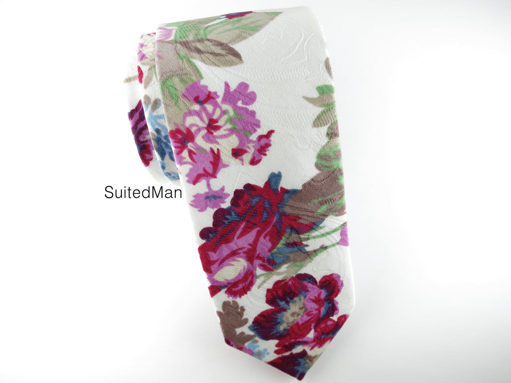Floral Tie, Fuchsia Brocade - SuitedMan