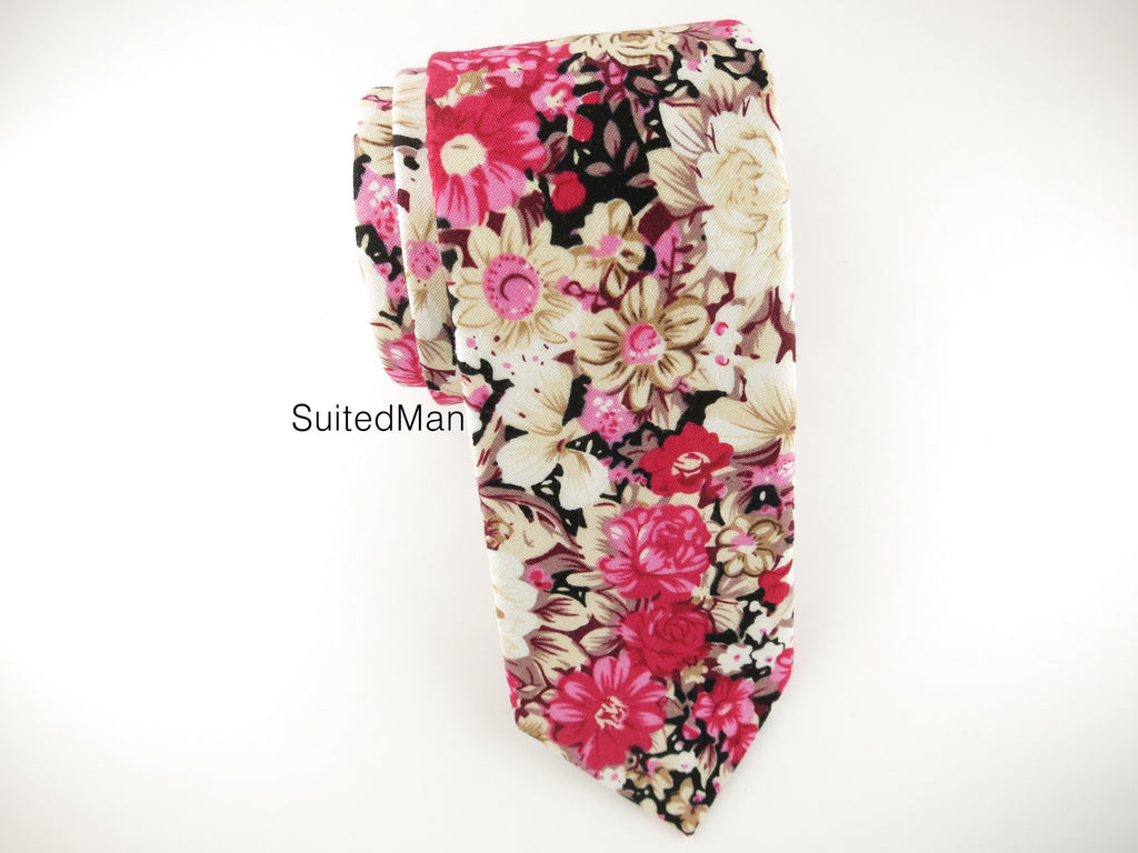 Floral Tie, Fuchsia Floral - SuitedMan