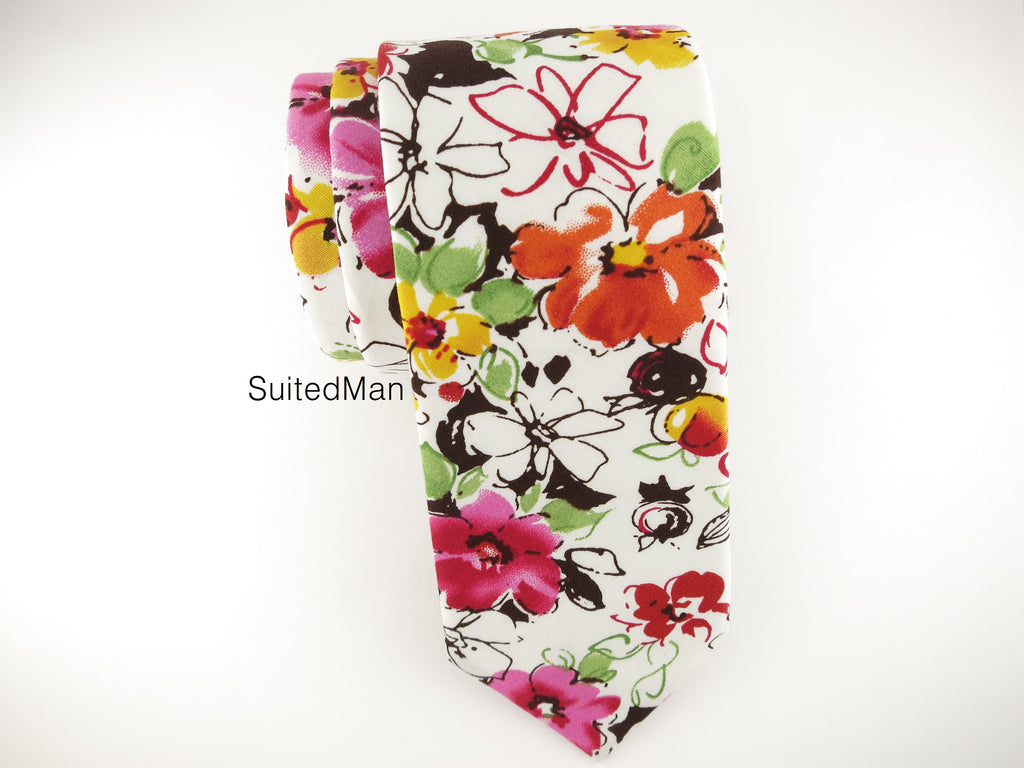 Floral Tie, Fuchsia Watercolor - SuitedMan