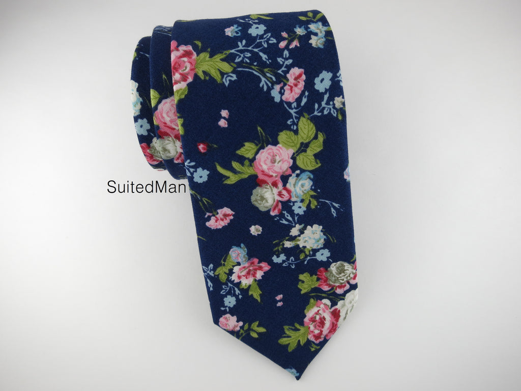 Floral Tie, Navy English Rose - SuitedMan