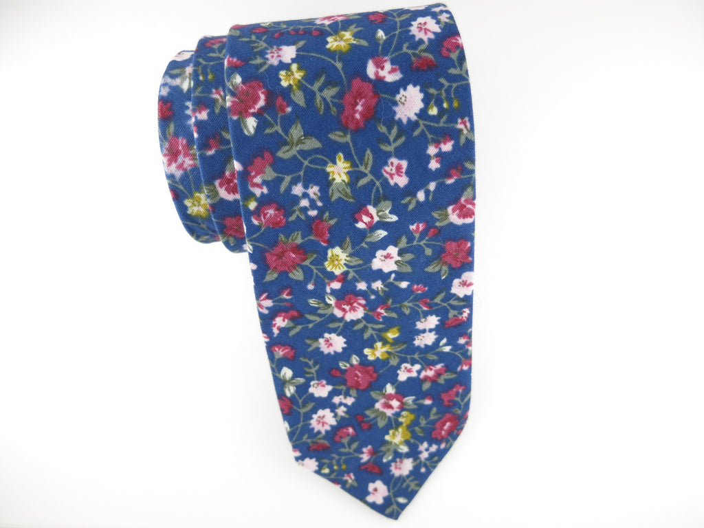 Floral Tie, Navy Fleurs Jolies - SuitedMan