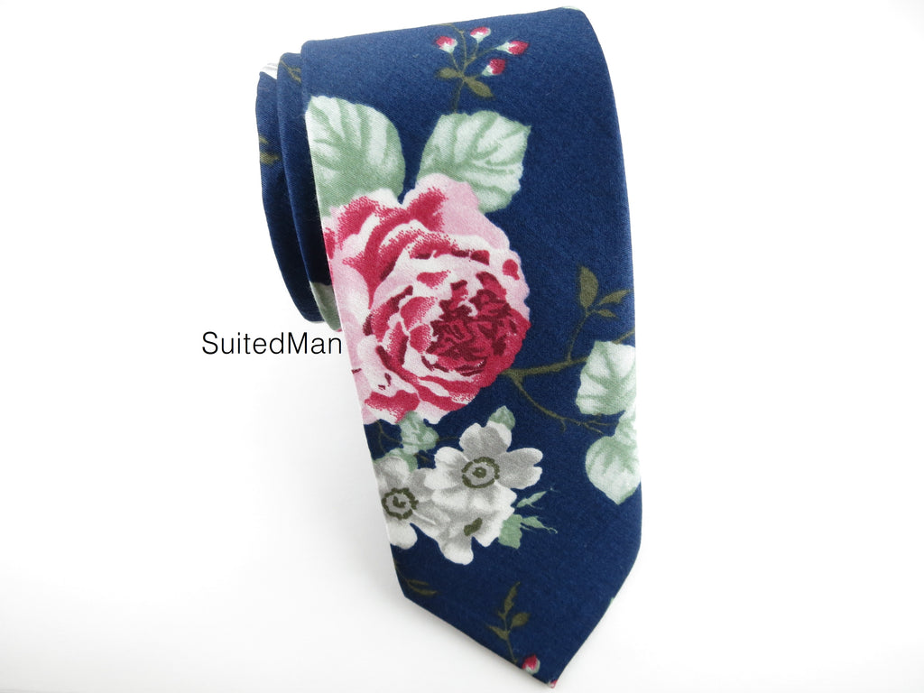 Floral Tie, Navy Rouge - SuitedMan