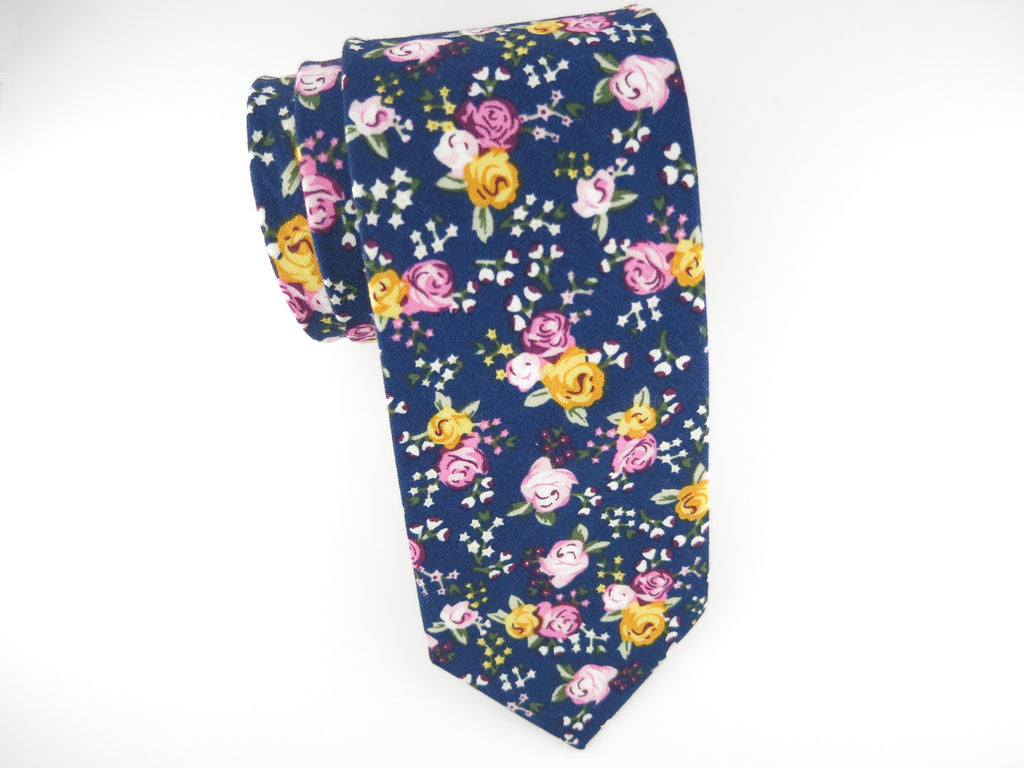 Floral Tie, Navy Rose - SuitedMan
