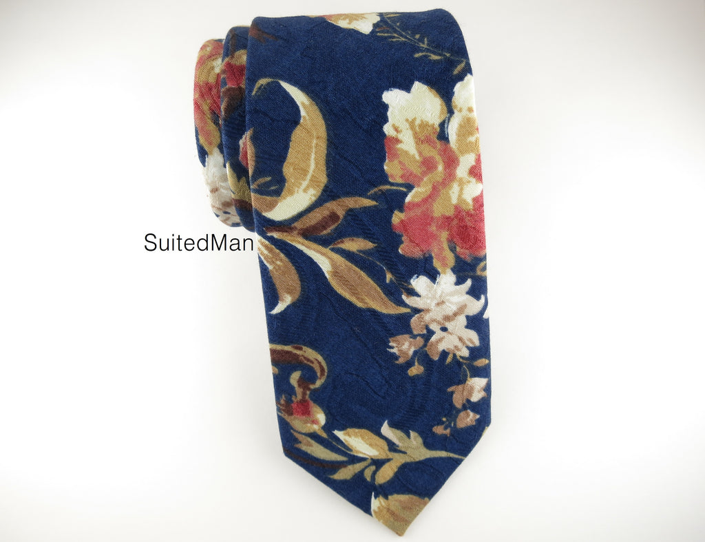 Floral Tie, Navy Scroll - SuitedMan