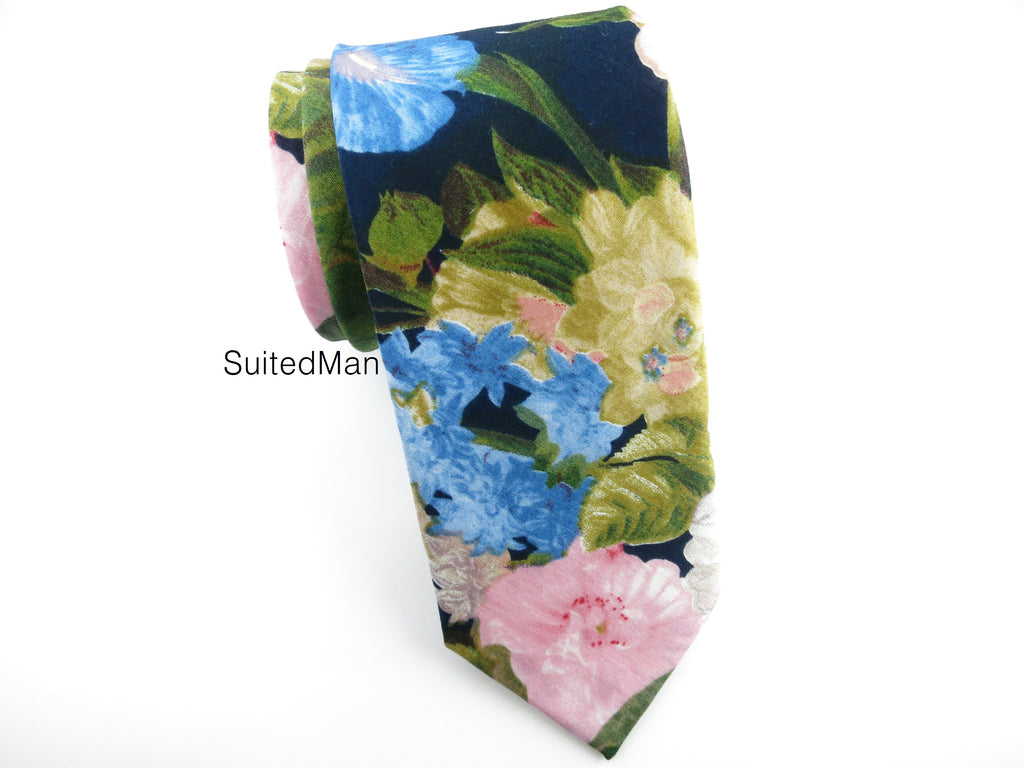 Floral Tie, Navy Spring Floral - SuitedMan