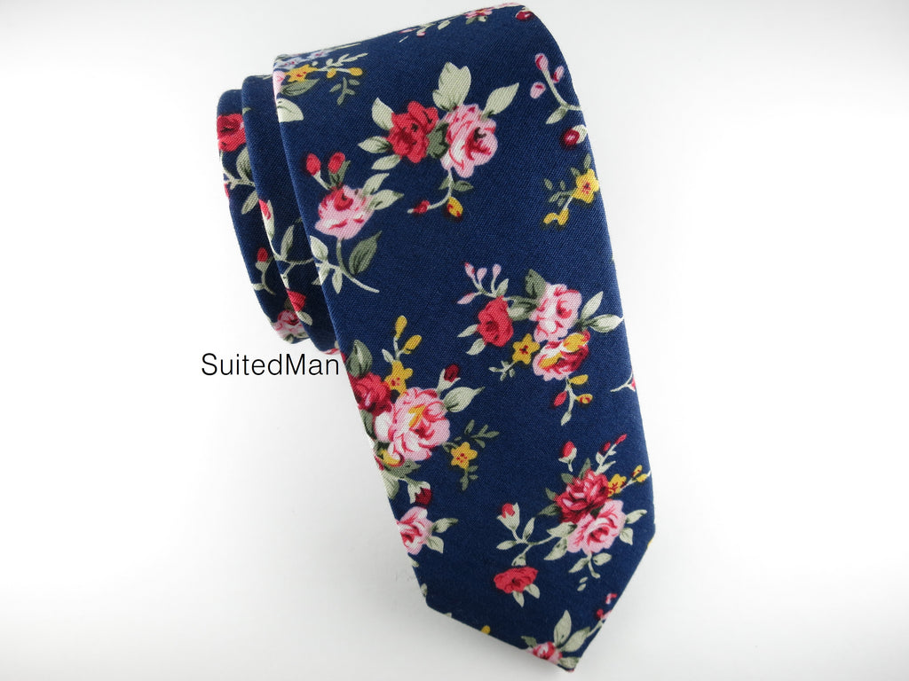 Floral Tie, Navy Victorian Rose - SuitedMan