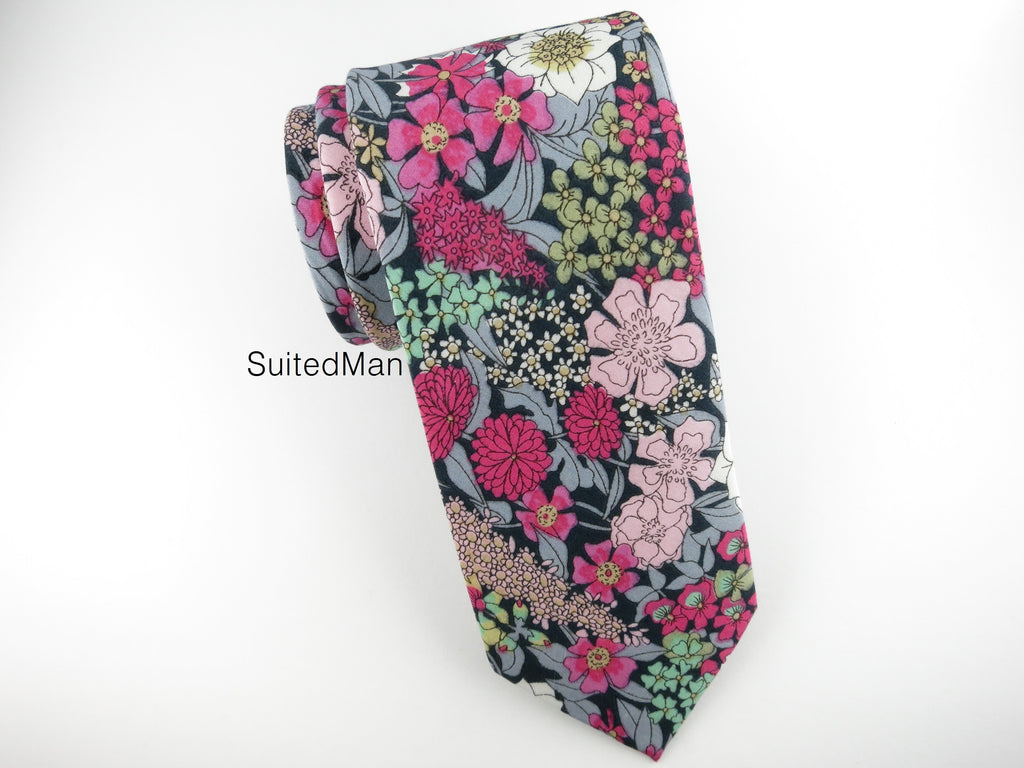 Floral Tie, Pink Fuchsia Blossom - SuitedMan