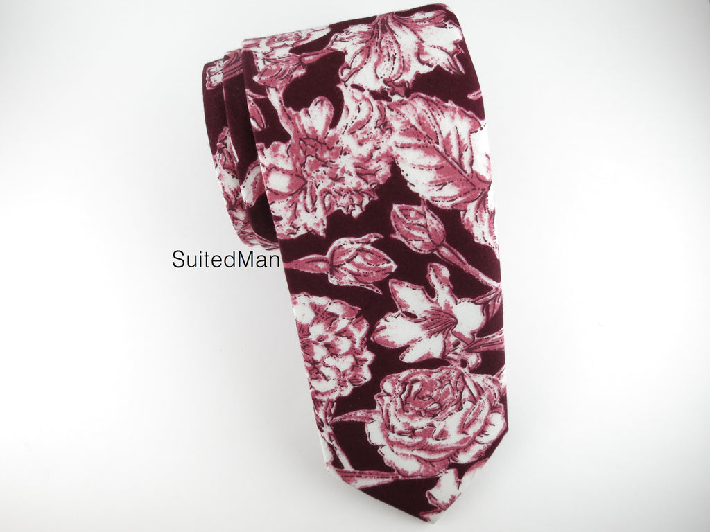 Floral Tie, Rouge Ink Floral - SuitedMan