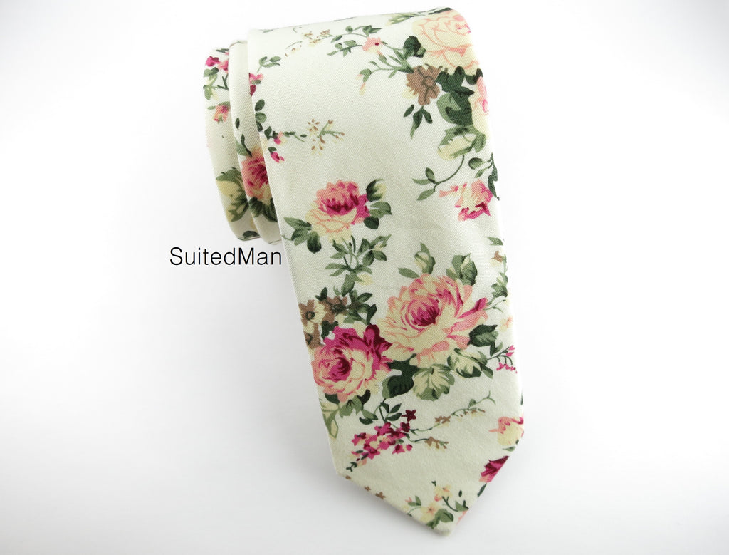 Floral Tie, Vintage Peach Bloom - SuitedMan