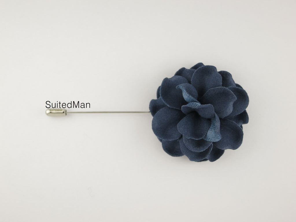Lapel Flower, Gardenia, Indigo Blue - SuitedMan
