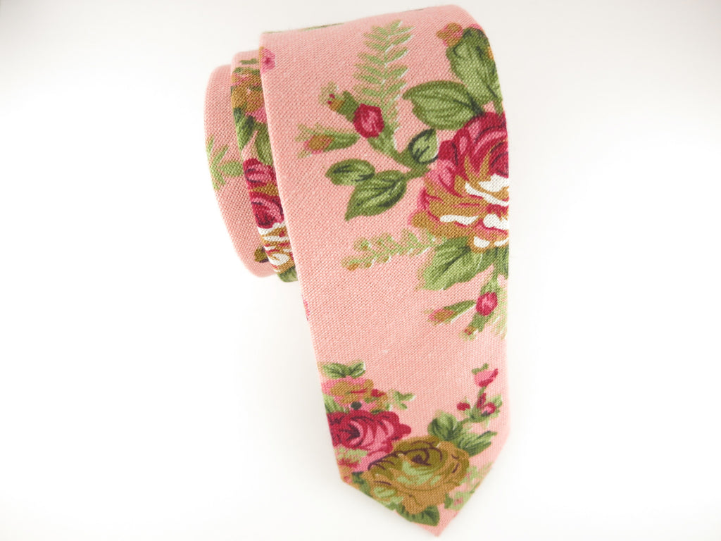 Floral Tie, Pink Petite Rose - SuitedMan